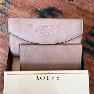 Rolfs vintage Stone Beige Embossed Clutch